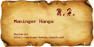 Maninger Hanga névjegykártya